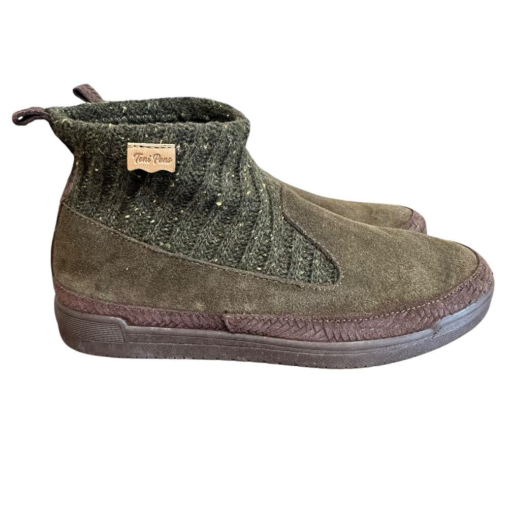 Toni Pons Women’s Green Gigi Ankle Booties Suede Knit Slip On Size EU 37 NEW
